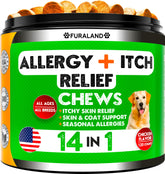 FURALAND Dog Allergy Relief Chews packshot highlights convenient daily dosing.