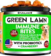 FURALAND Grass Burn Spot Chews bottle showing soft, tasty bites that support urinary balance and lawn health.
