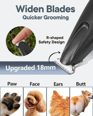 FURBONA paw trimmer with 18mm blade enables faster, safer trimming.