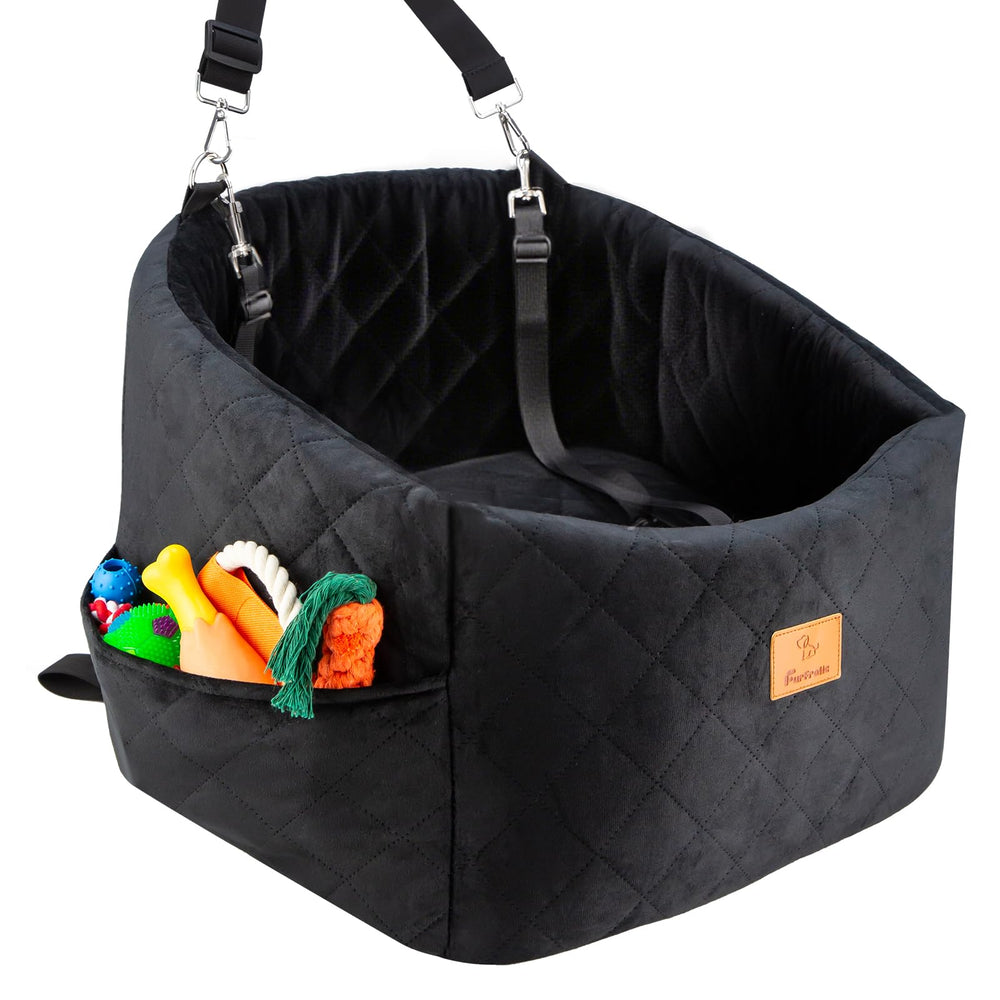 FurFrolic dog car seat front view enhances visibility for small dogs