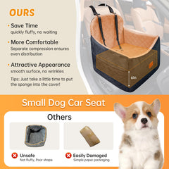 FurFrolic memory foam dog booster seat installed in front seat for secure travel.