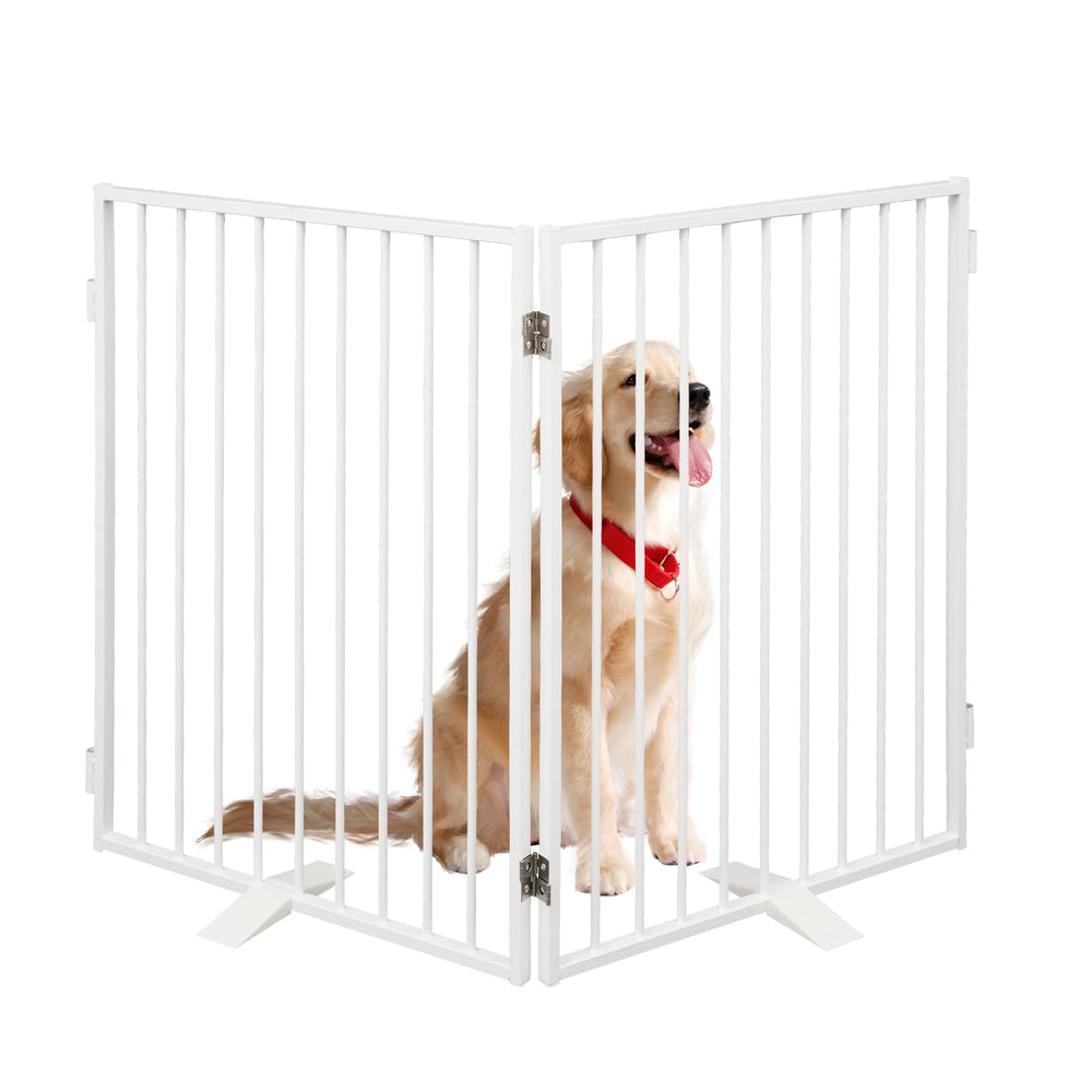 Furggis metal dog gate front view with durable indoor-outdoor safety