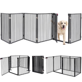 Furggis metal dog gate assembled to form a wide barrier for spacious rooms
