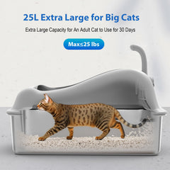 Furkid xl litter box base displays sturdy stainless steel for durability.