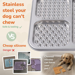 Furlithix lick mat features three textured zones for treats and peanut butter.