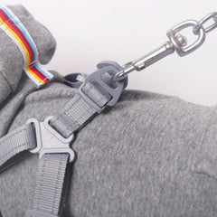 Furmate hoodie harness integration shows secure buckle system spreading chest pressure