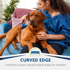 FURminator long-hair stainless-steel edge safely removes undercoat fur.