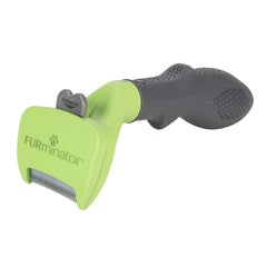 FURminator undercoat tool curved edge conforms to small dog body for gentle brushing