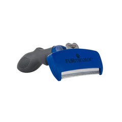 FURminator Undercoat Deshedding Tool with ergonomic handle reduces loose hair during weekly grooming.