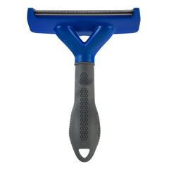 FURminator Undercoat Tool curved edge fits dog contours for comfortable deshedding.