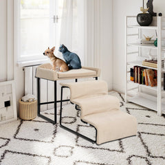 FURNAWAY dog window perch stairs side view showing sturdy frame for safe climbing