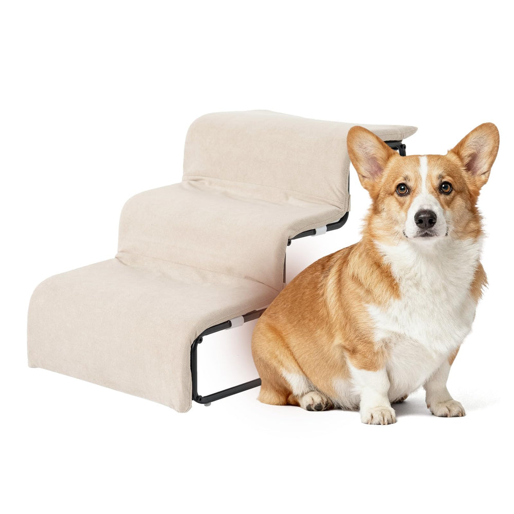 FURNAWAY stairs bed 3step top provides easy access and a soft resting spot near the bed