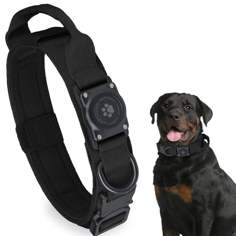 Furrigo tactical AirTag dog collar with waterproof holder for swimming and outdoor adventures