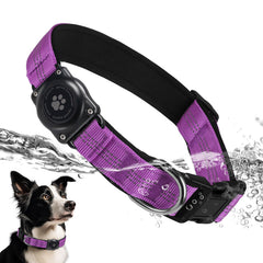 Furrigo Upgraded AirTag Dog Collar angle view shows integrated holder for easy tracking.