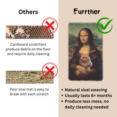Furrther sisal scratcher mat corner installation saves space