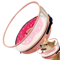 Furrtripsy inflatable cone with donut pink front view for gentle recovery