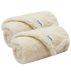 Furrybaby 2-pack puppy blankets in beige sherpa for medium dogs, cozy and warm.