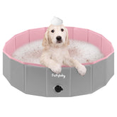 Furrybaby dog pool foldable setup shows portable, easy-to-carry fun for pets and kids.