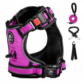 FURRYFECTION Rose XL harness front-view with reflective straps for safer night walks.