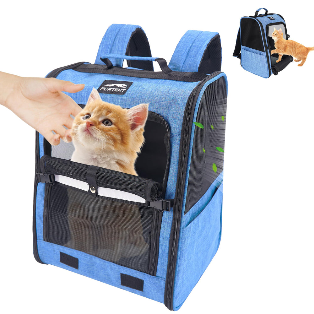 Furtent cat backpack carrier front view showing secure design for safe travel.