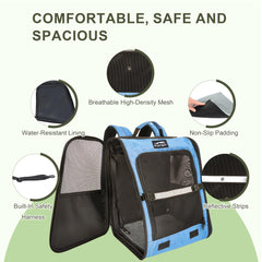 Furtent cat backpack interior with removable mat for cozy naps on the go.