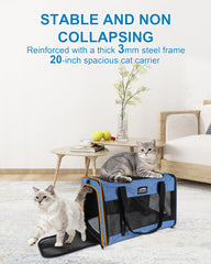 Furtent large cat carrier outer mesh panels improve airflow during trips.