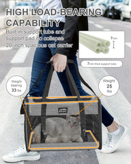 Furtent cat carrier featuring luggage strap for hands-free travel.