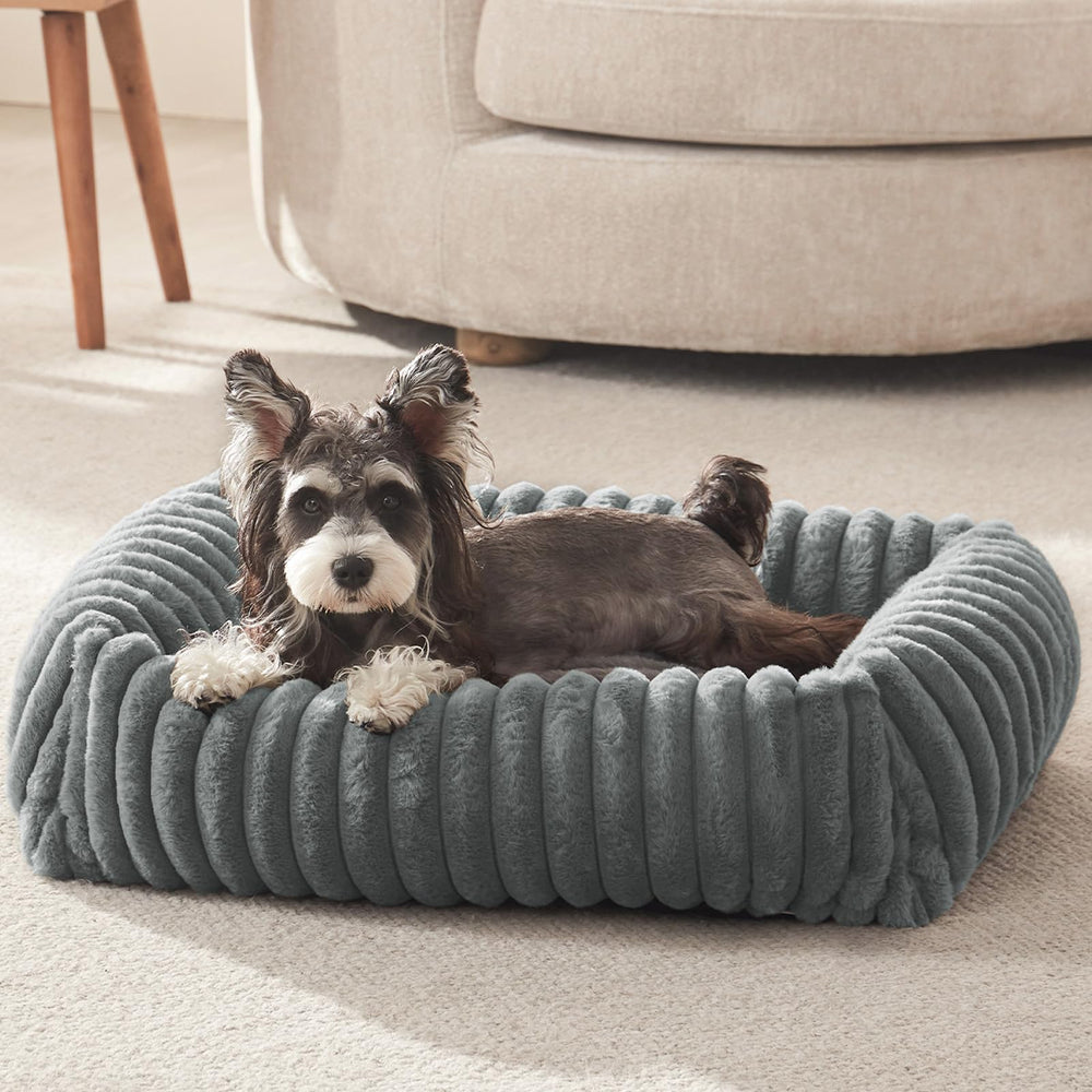 FURTIME dog bed small gray rectangle offers cozy neck support for peaceful naps.