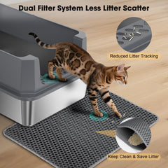 FURTIME stainless-steel litter box high-sides keeps litter contained for calmer kitties.