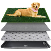 FURWEY dog grass pad tray full setup for easy potty training indoors or outdoors.