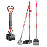 FUSBUNTY long-handle pooper scooper easing back strain during yard cleanup.