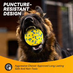 FUSOTO dog ball yellow floating view demonstrates water-friendly toy for pool and beach play.