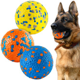 FUSOTO dog balls three-pack orange-dots for high-visibility fetch.