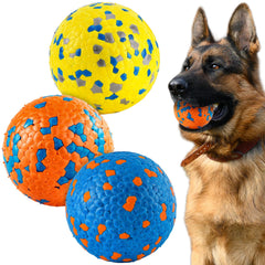 FUSOTO dog balls three-pack orange-dots for high-visibility fetch.