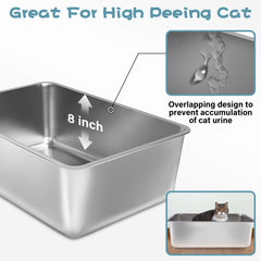 FUTAM 8-inch high-side litter box reduces scatter while keeping litter contained.