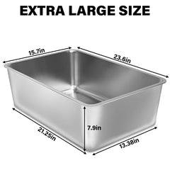 FUTAM stainless steel litter box with non-stick interior for effortless cleaning.