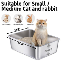 FUTAM stainless steel litter box interior non-stick surface for easy cleaning