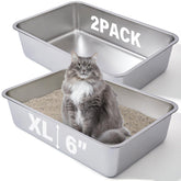 FUTAM stainless steel litter box pack outer view highlights spacious two-box setup for easier cleaning