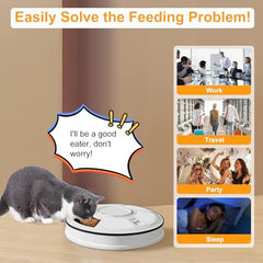 Fuxopo automatic cat feeder compartments image demonstrates removable tray for easy cleaning