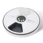 Fuxopo automatic cat feeder front view shows accessible feeding tray for daily meals