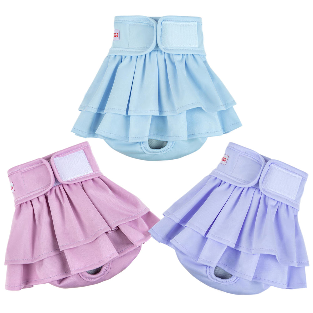Fuz Bigaza female dog diapers pink pattern for reusable potty training and leak protection.