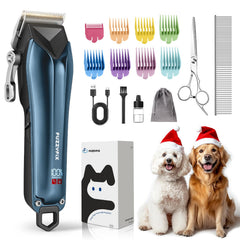 FuzzyFix dog clippers with detachable blade for easy cleanup after grooming.