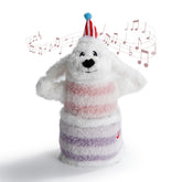 Fuzzwoof Birthday Cake Dog Toy dancing for interactive celebration.