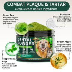 Fuzzycare dental powder dosage guide shows gentle plaque control integration