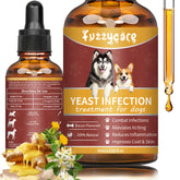 Fuzzycare botella de tratamiento natural para infecciones de orejas en perros.