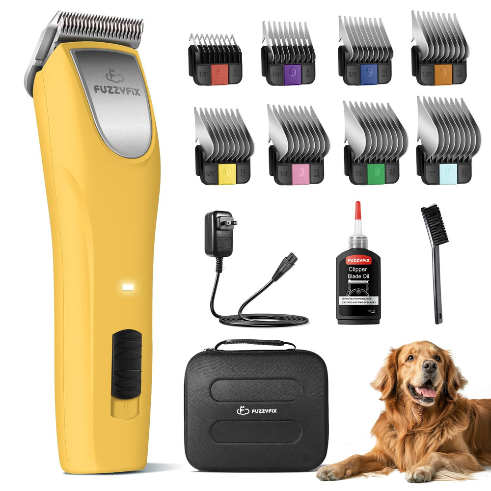 FuzzyFix professional dog clippers with quiet brushless motor for calm grooming