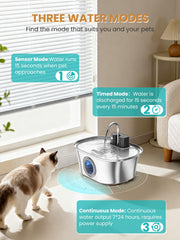 FWMB cat water fountain 108oz-3-2l capacity demonstrates ample hydration for multiple pets.