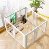FXW AuraSpace playpen front view showing eight-panel design for safe indoor dog play.