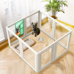 FXW AuraSpace playpen front view showing eight-panel design for safe indoor dog play.