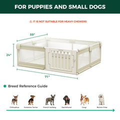 FXW dog playpen 29sqft beige offers ample space for puppies to explore safely.